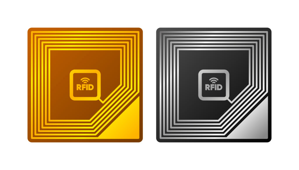 RFID chip. Radio Frequency Identification. Digital Technology concept. Vector illustration